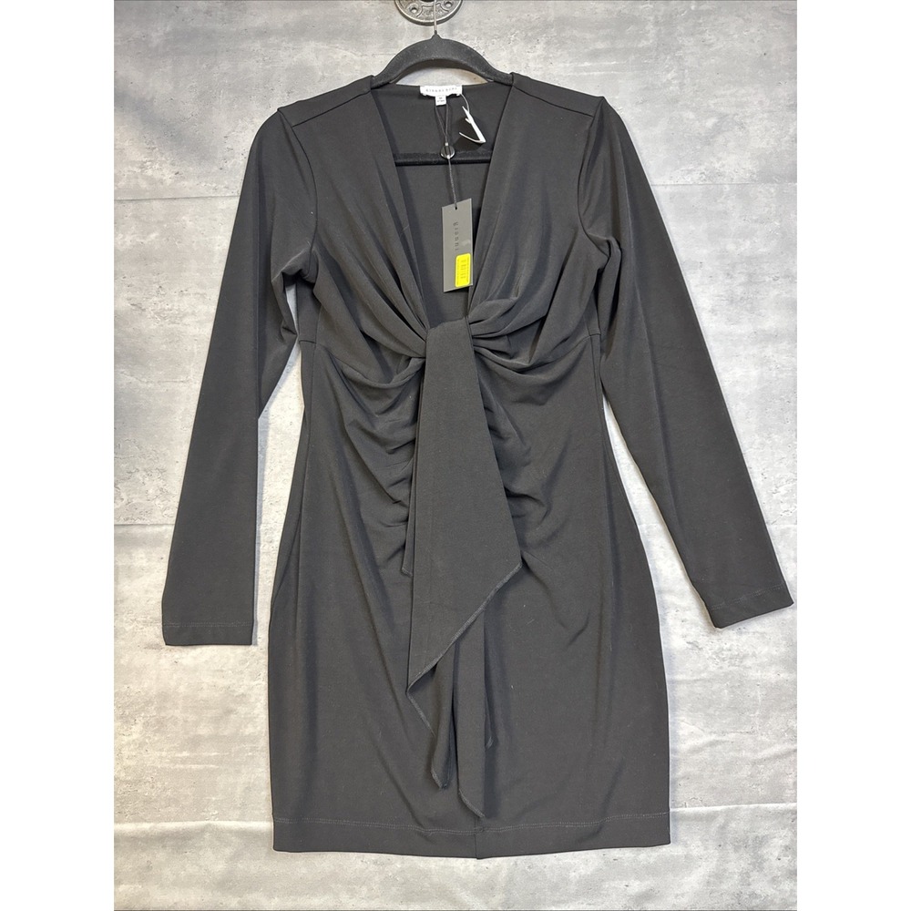 NWT Gianni Bini Long Sleeve Mini Dress Center Front Tie /ruching Med